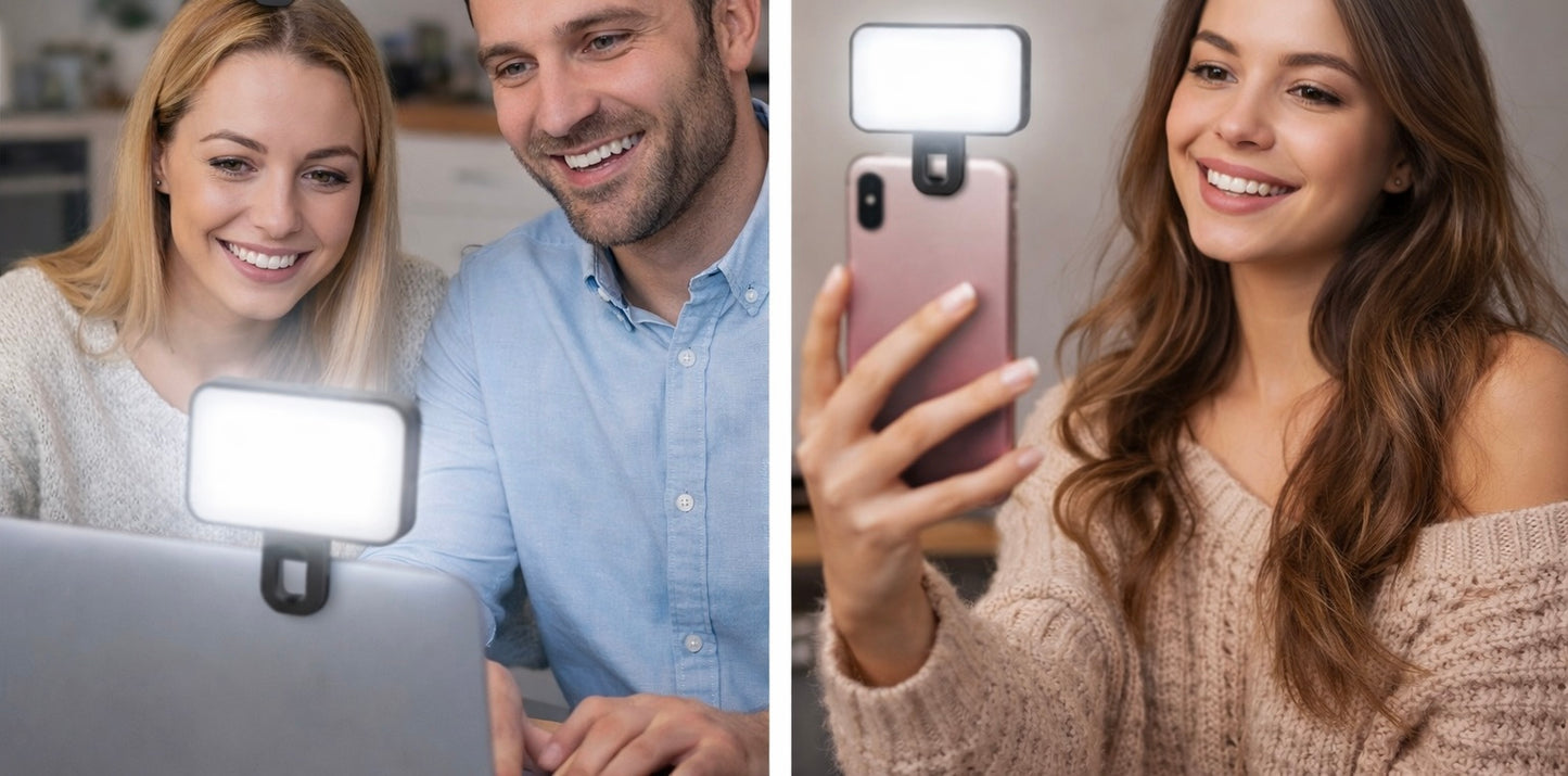 Luz LED Recargable para Videollamadas y Selfies – Móvil y Ordenador