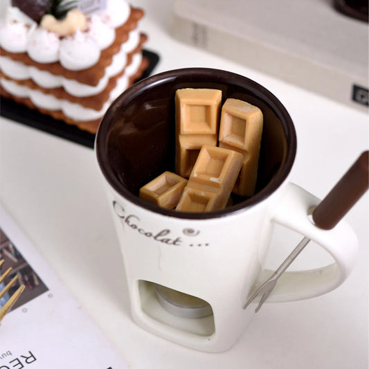 Taza Fondue de Chocolate con Vela – Derretidor de Cerámica, Perfecta para Regalar