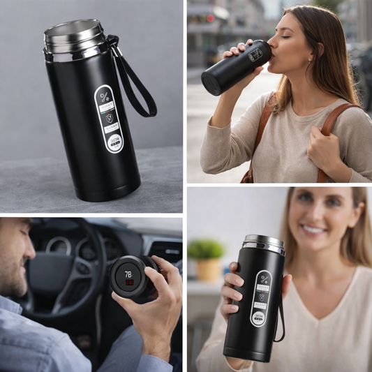 Botella Térmica Inteligente con Pantalla LED – Acero Inoxidable (500 ml / 1 L)