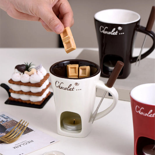 Taza Fondue de Chocolate con Vela – Derretidor de Cerámica, Perfecta para Regalar